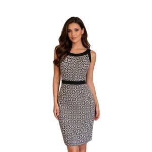 Womens Petite Dress Sz 1 (4) Silk Trim Black & White Floral Sleeveless Fitted